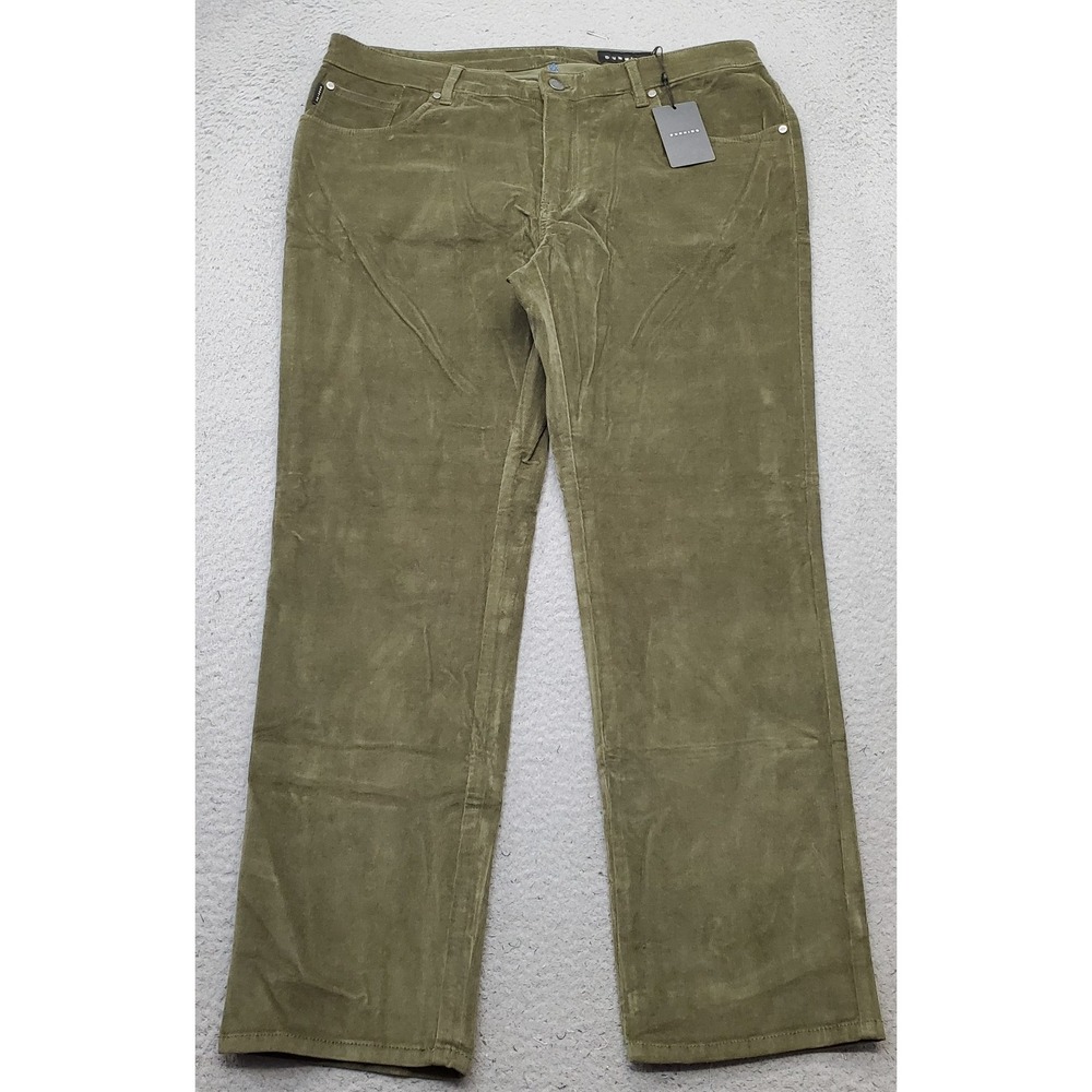 Dunning Golf Chino Pants Men 35/30 Green Corduroy Performance Quick Dry Straight